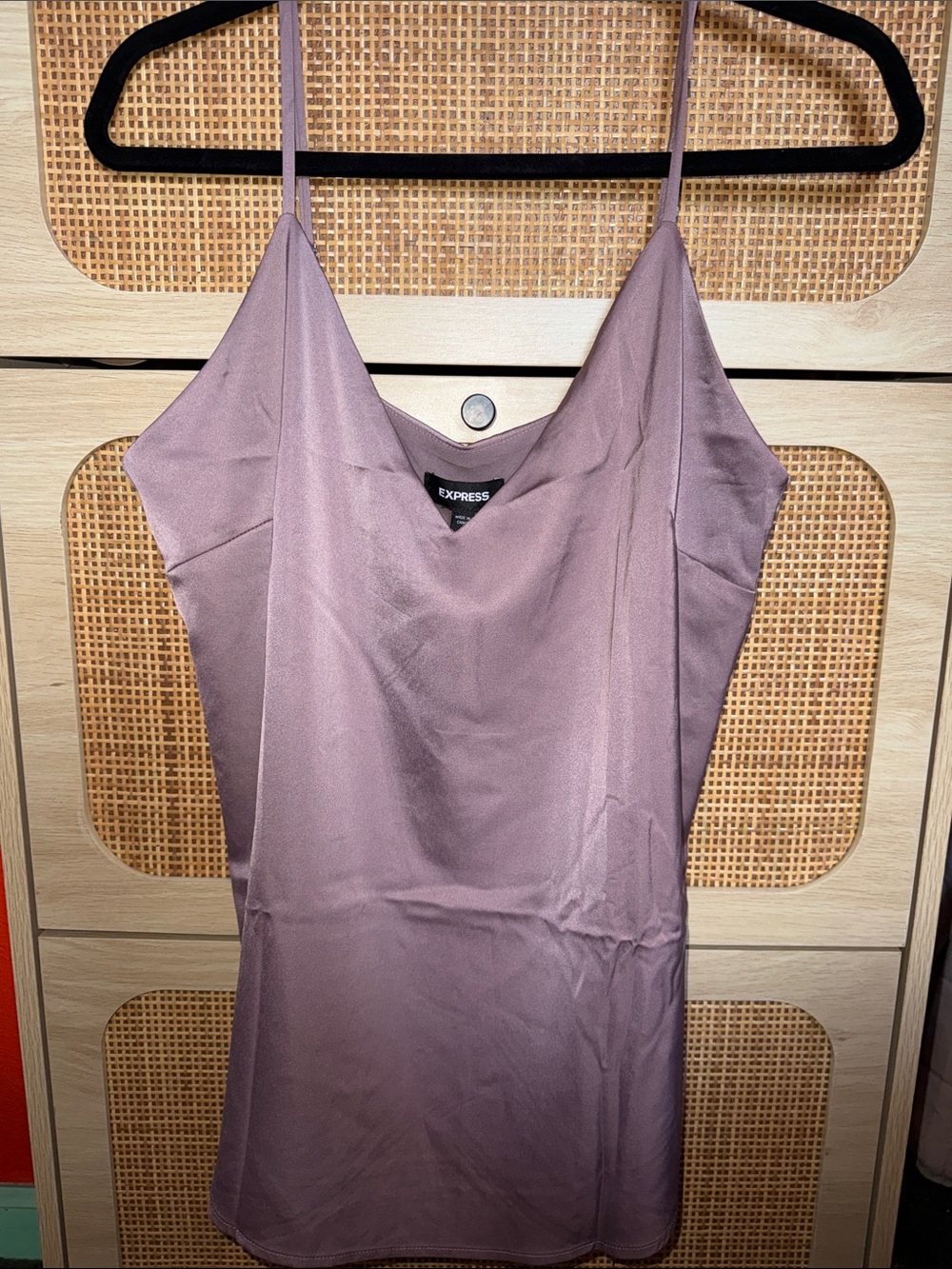 Express Dusty Mauve Satin Mini Slip Dress